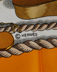 Hermes Carré 90 Bateau A Vapour De Jouffroy Dabbans team Boat Scarf Yellow Silk  Hermes