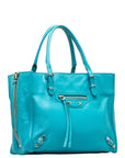 BALENCIAGA Paper Mini Handbag Shoulder Bag 2WAY 357333 Light Blue Leather