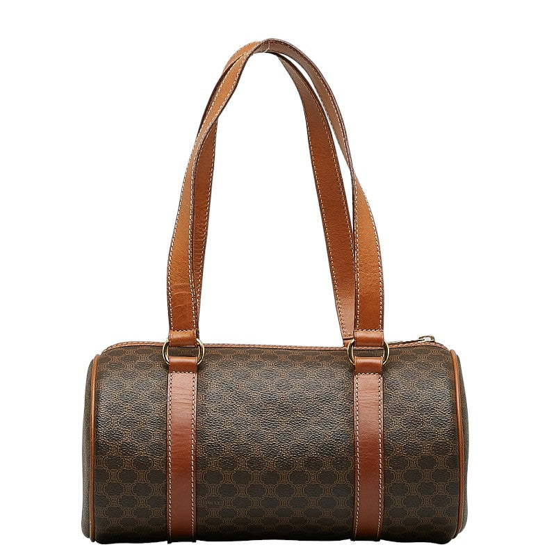 Celine Macadam Handbags Mini Boston Bag Brown PVC Leather Ladies