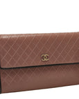 Chanel Cocomark Long Wallet Twin Foldable Wallet Pink Leather Lady CHANEL