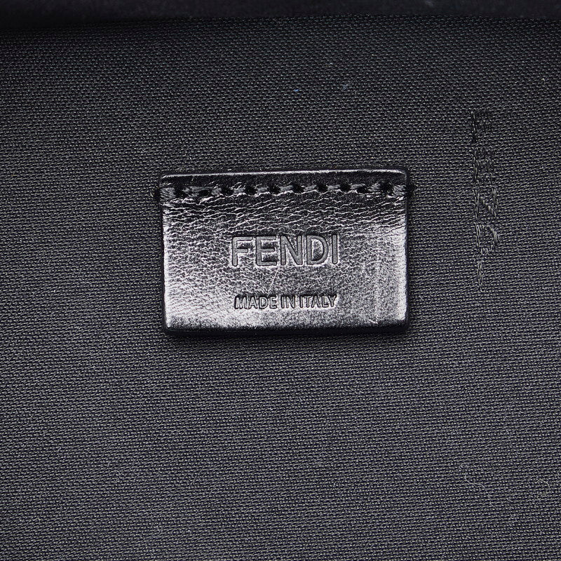FENDI Mini Crossbody Bag Black Linen Leather 2WAY 7VA542 Black