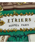 Hermes Carré 90 ETRIER Horse Clothes Scarf Green Multicolor Silk  Hermes