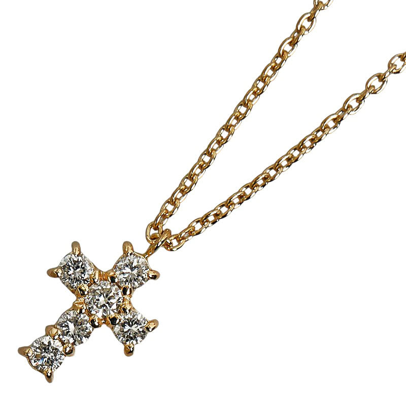 K18YG yellow gold diamond 0.18ct cross necklace ladies Vendome Aoyama –  Timeless Vintage