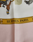 Hermes Carré 90 LA PROMENADE DE LONGCHAMP Walk to the Longchamps Scarf Pink Silk  Hermes