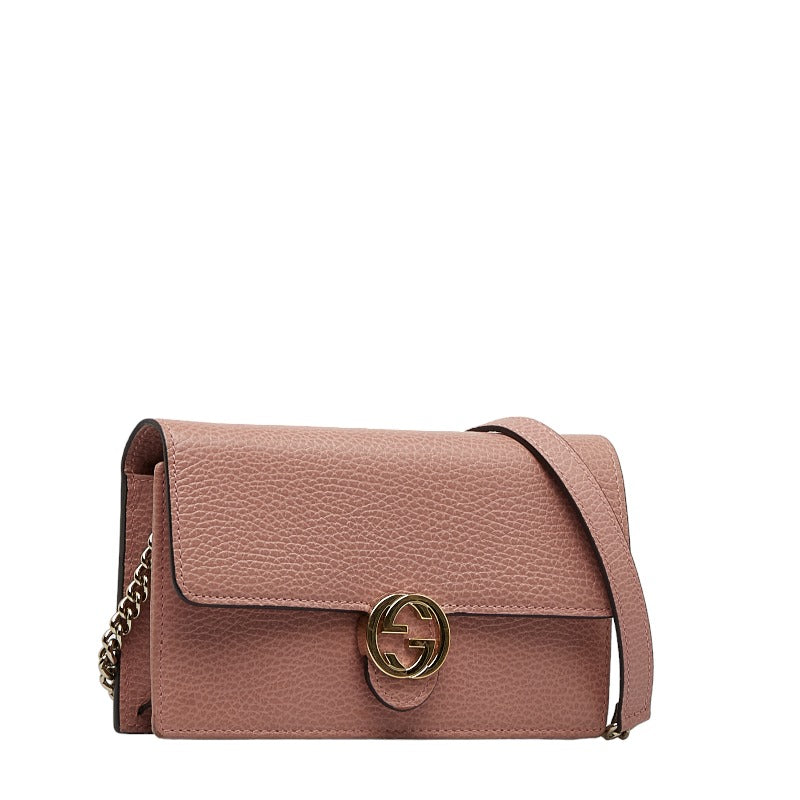 GUCCI Gucci Interlocking G 510314 Shoulder Bag Leather Pink