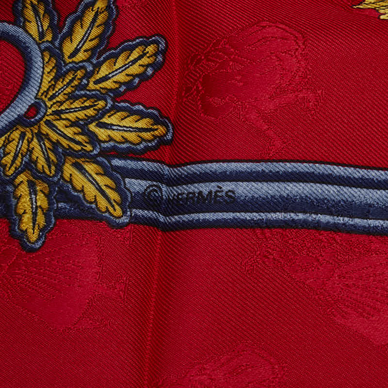 Hermes Carré 90 Joies d’Hiver Scarf Red Silk Ladies Hermes