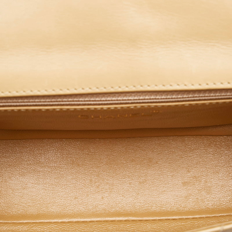 Chanel Matlasse Plastic Chain Shoulder Bag Beige Leather Women&#39;s