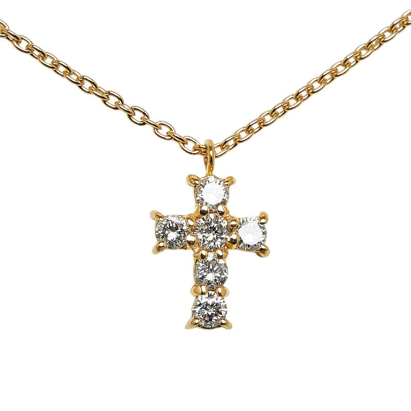 K18YG yellow gold diamond 0.18ct cross necklace ladies Vendome Aoyama –  Timeless Vintage