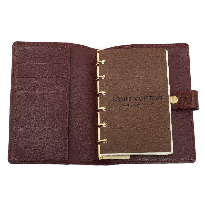 Louis Vuitton Monogram Verney Agenda PM Handbook Cover R21072 Amarant Brown Pearl Patent Leather  Louis Vuitton