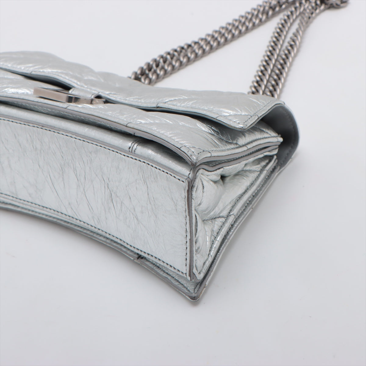 Balenciaga Auriga Glass Leather Chain Shoulder Bag Silver 716351