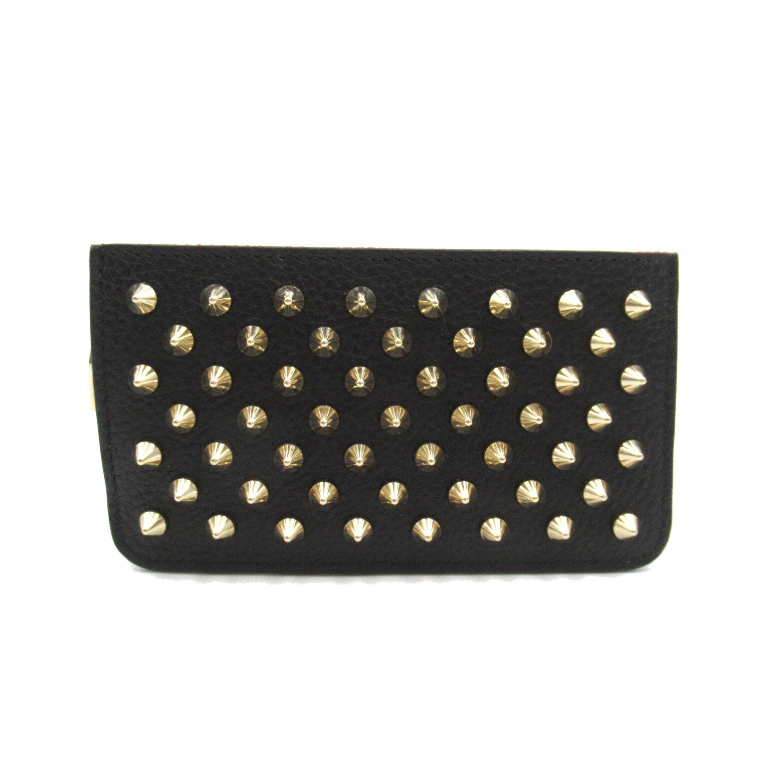 Christian Louboutin Coin Box Wallet Leather Stands  Women's Black Coin Box
