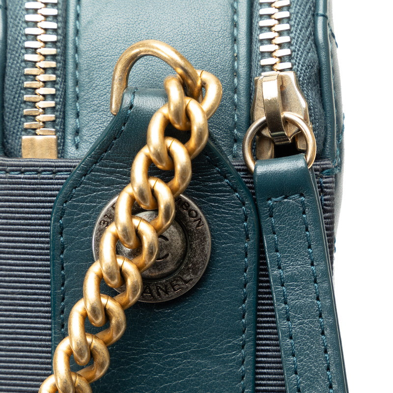 Chanel Matrases Coco Mark Chain Shoulder Bags Green Leather   Chanel