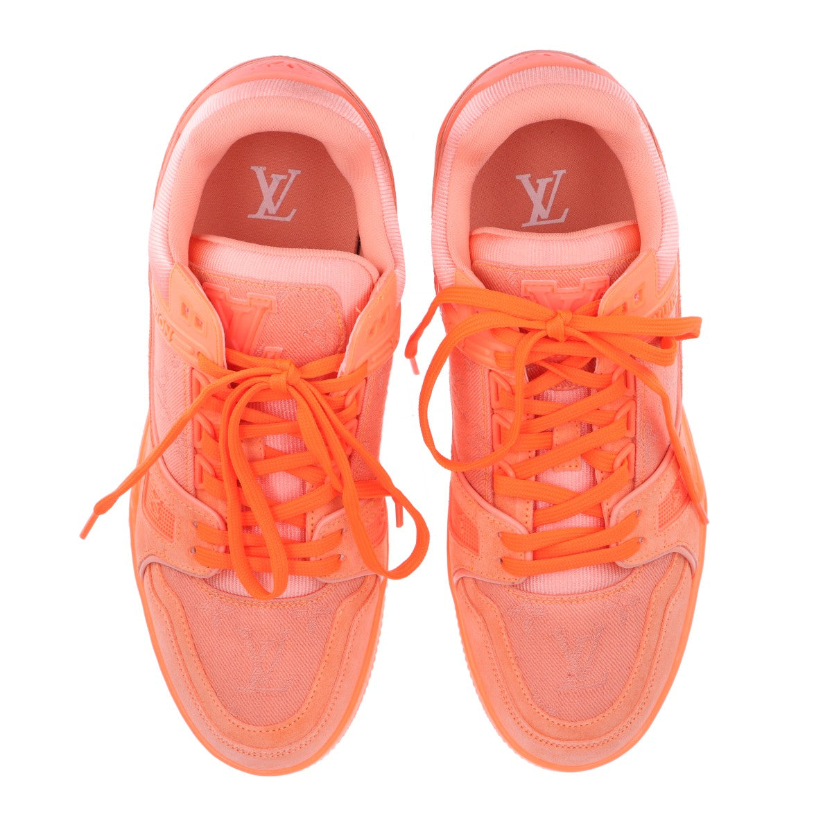 Louis Vuitton LV Trainer Line 20 Years Suede x Fabric Sneakers UK6 1/2 Mens Orange GO1210 Monogram LV Logo   Bag