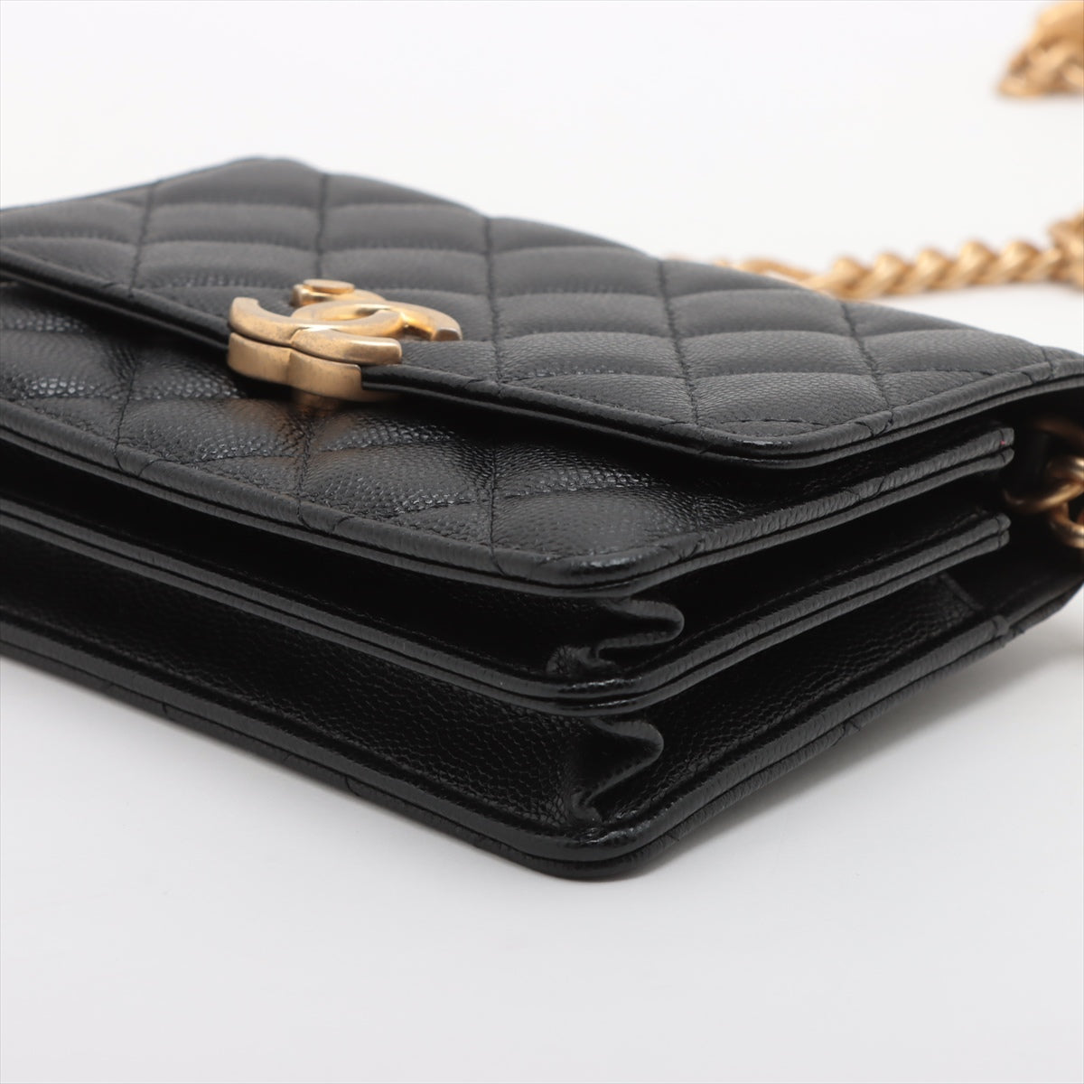 Chanel Mini Mattrase Caviar S Chain Wallet Black G  31st