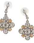 Chanel Dangle Pierced Earrings Rhinestone Silver A12V