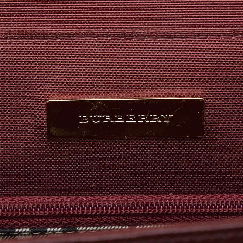 Burberry Noneva 格紋手提包 紅色皮革托特包