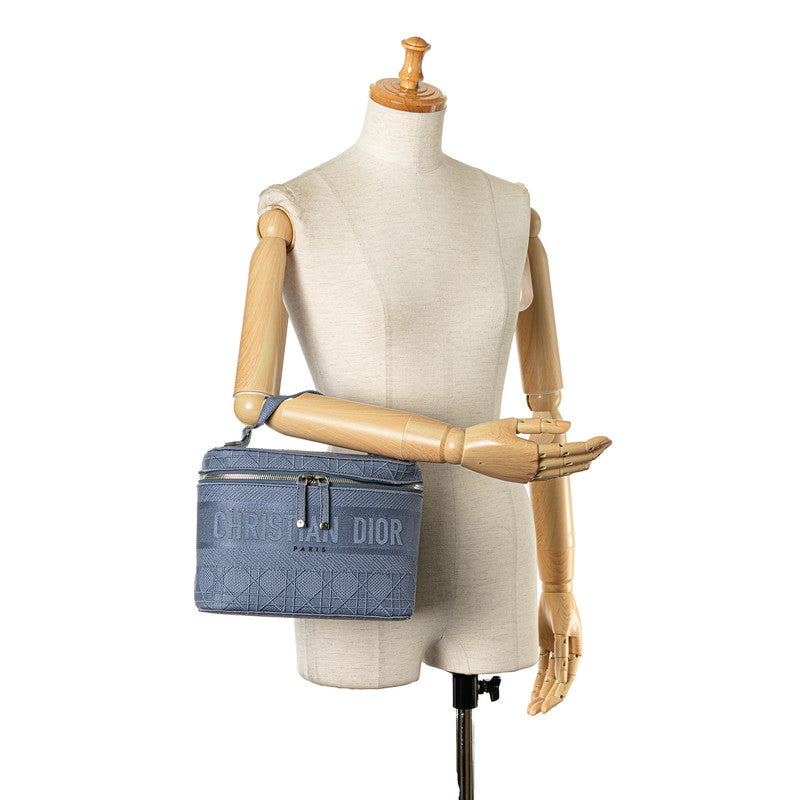 Dior Lady Embroidery Vanity Bag Handbag Blue Pearl   Dior