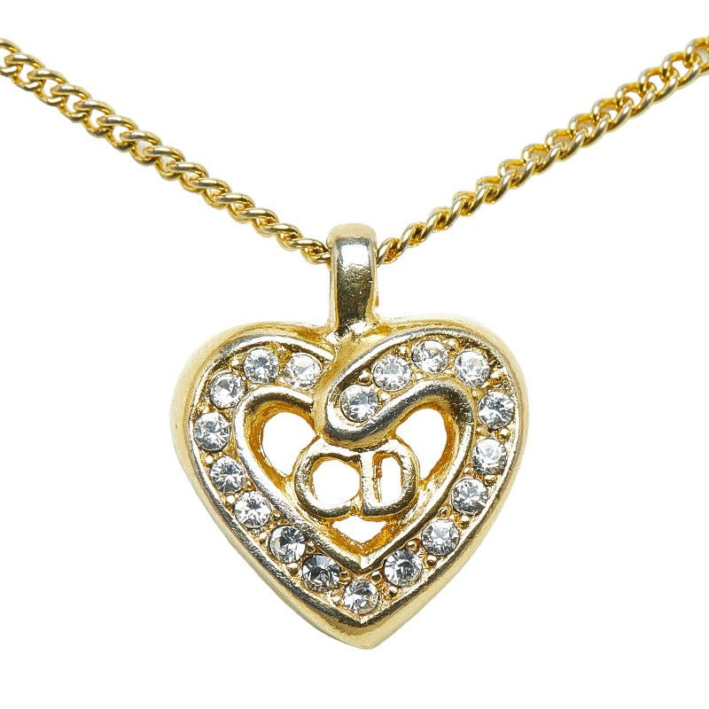 Dior CD logo heart line stone necklace g makeup ladies Dior