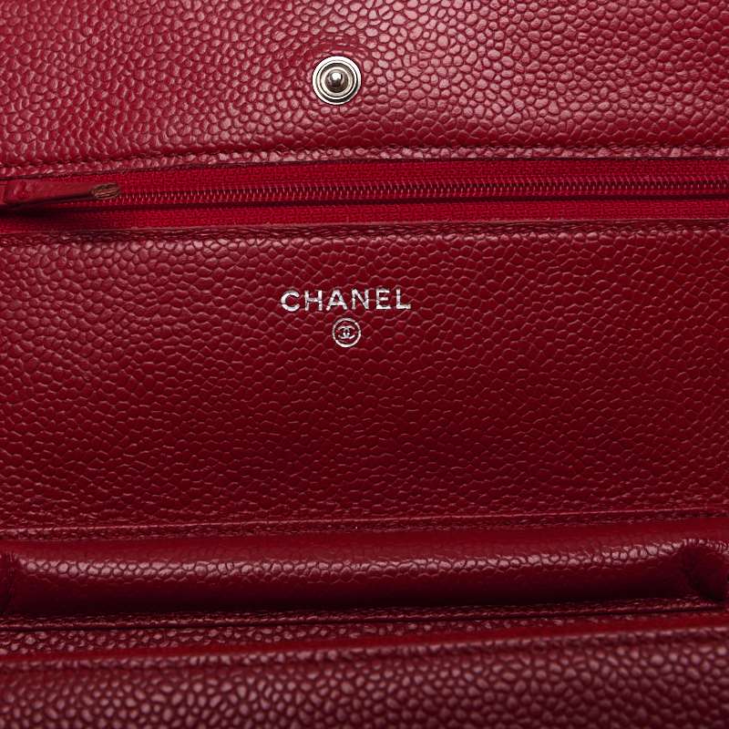 Chanel Matrasse Chain Wallet Caviar S Red (Silver G )  Wallet