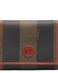 Fendi Pekan Three Folded Wallet Compact Wallet 30959 Black Brown PVC  Fendi