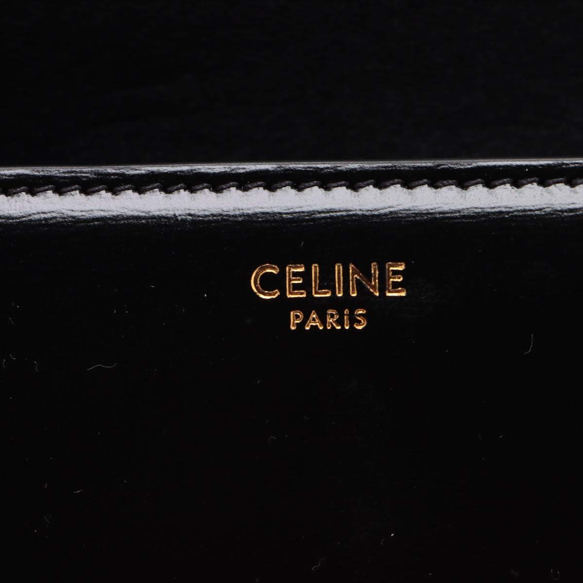 Celine f Leather Shoulder Bag Black