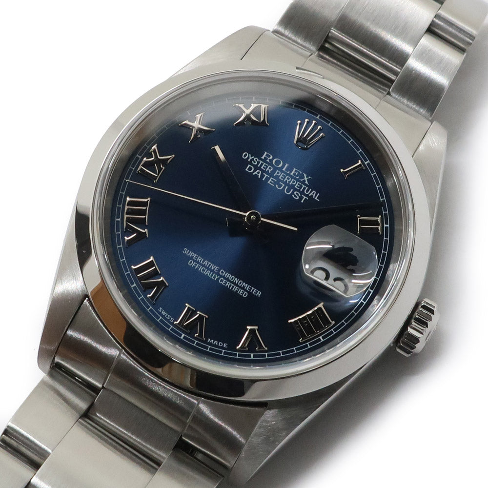 Rolex Datejust 16200 U刻 Blue Roman SS Automatic Volume  Watch OHJ Finished Rolex Day-Just 16200 U刻 Blue Roman SS