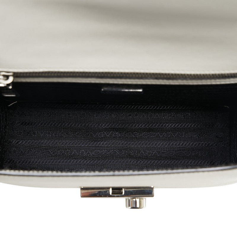 Prada Saffiano Slide Lock Chain Shoulder Bag 1BD034 White Leather  Prada