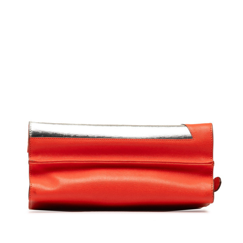 Fendi Demi-Jul Handbag 2WAY 8BT222 Orange Red Silver Leather  Fendi