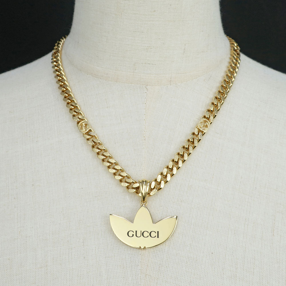 Gucci Adidas Collaborative necklace trophy chain g black 50cm pendant ladies men accessories