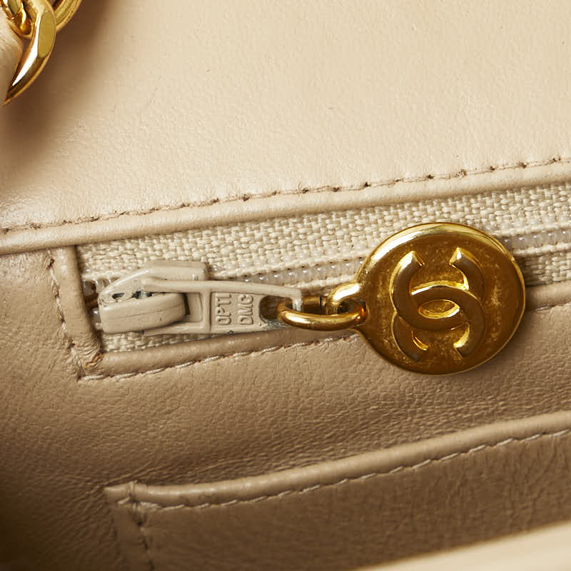 Chanel Mademoiselle Chain Shoulder Bag Beige Leather  Chanel