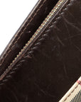 Burberry Nova Check Logo Handbag Beige Black Canvas Leather  BURBERRY