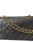 Chanel 1994-1996 Classic Double Flap Small Shoulder Bag Black Lambskin