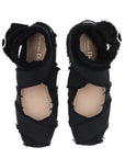 Christian Dior Dior Songe 24SS Fabric Ballet Shoes 36.5  Black MD1223 Ballerina Sonja Fringe Long Strap