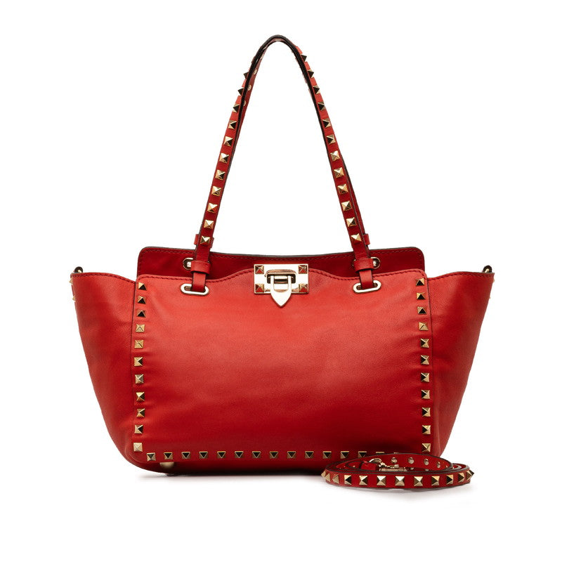 Valentino Lockstars Handbag 2WAY Red G Leather  VALENTINO