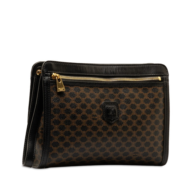 Celine Macadam Clutch Bag Handbag Brown Black PVC Leather  Celine