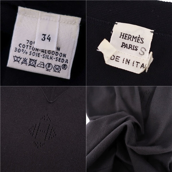 Hermes Nitted sweaters long sleeves long sleeves cotton silk tops ladies 34 (equivalent to S) black