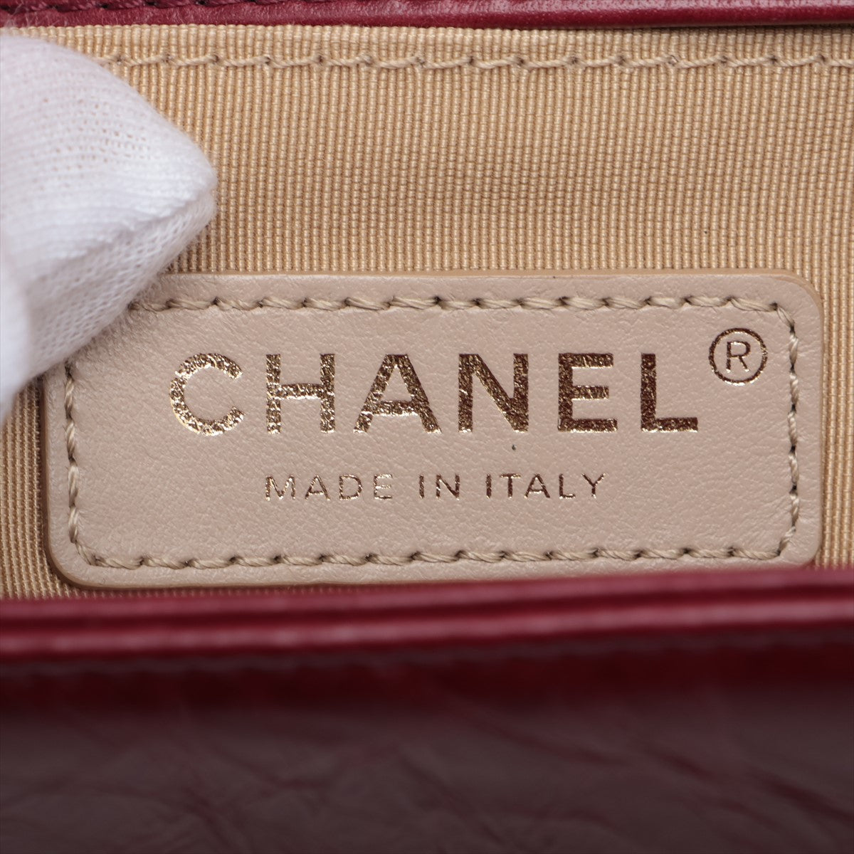 Chanel Mini Boy Chanel 皮革鏈條單肩包 V Stick Bordeaux G