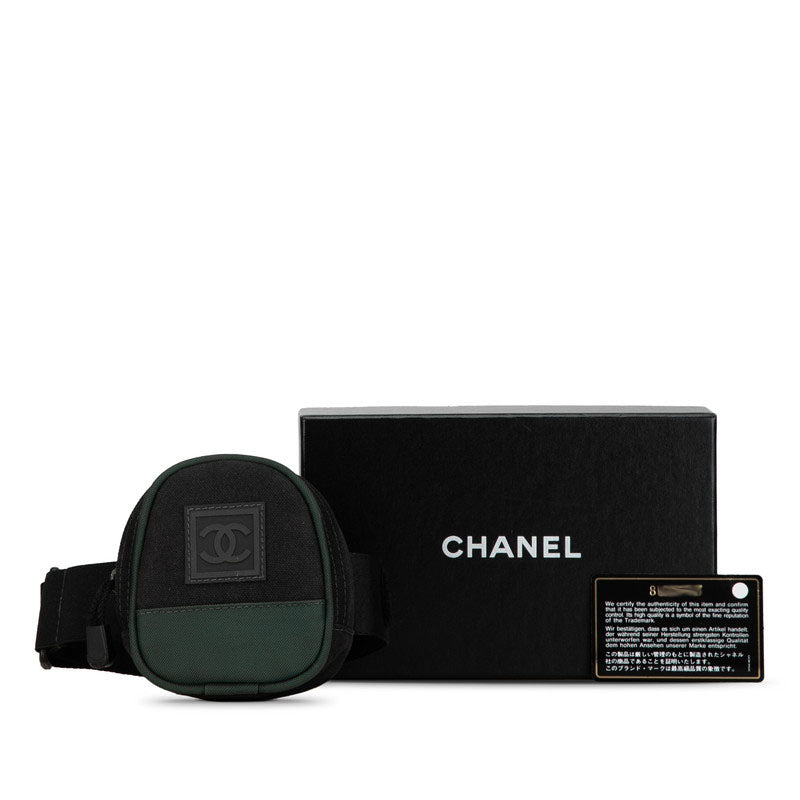 Chanel Sports Line Coco Arm Pouch Mini  Green Black Canvas  Chanel