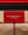 Burberry Noneva Check One-Shoulder Bag Handbag Red Leather