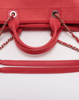 Chanel Dolphin MM Canvas  Leather 2WAY Handbag Red G Gold