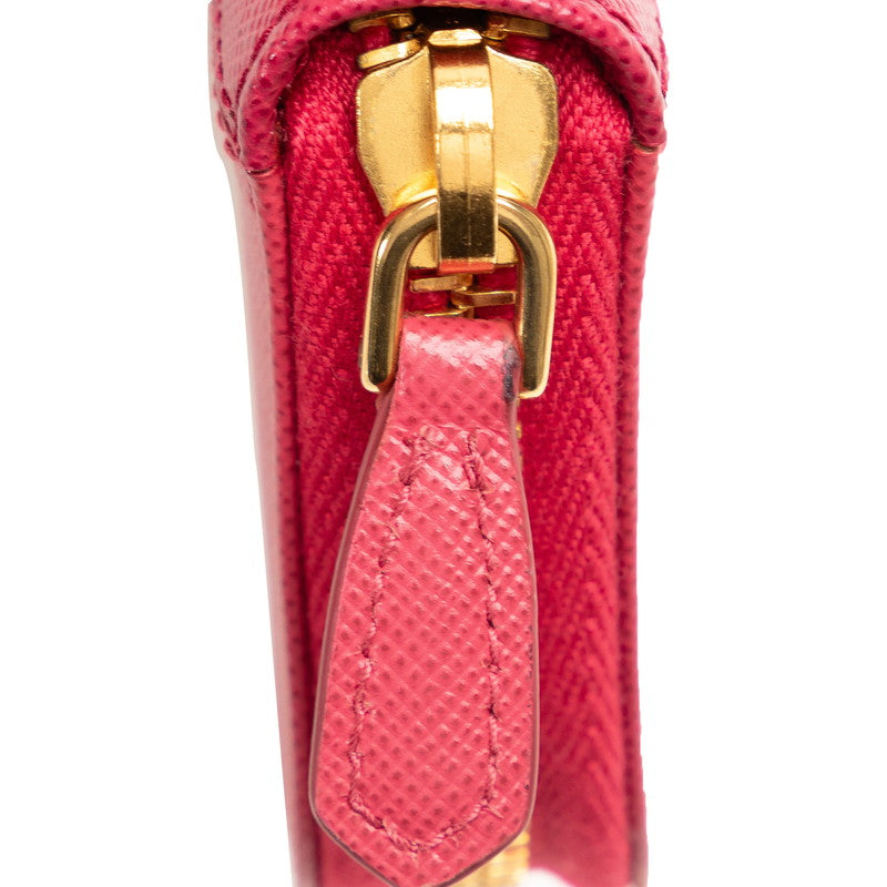 Prada Saffiano 鑰匙套 6 系列圓形 Fashner 1M0604 粉色皮革 Prada