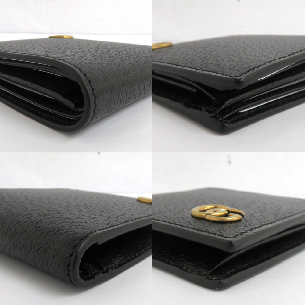 Gucci GG Marmont Leather Coin Wallet 428725 Double Fold Wallet Black Gold Gold   S Money Insert MensNew