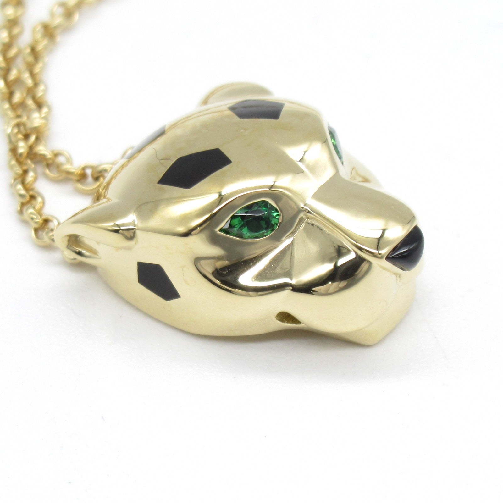 Cartier Panther Onyx Taborite Garnet Black Laker Necklace Jewelry K18 (Yellow G) Onyx/Taborite Garnet  Green B7224756
