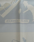 Hermes Carré 90 JEUX DOMBRES Picture Pling SCalf White Light Blue Silk  Hermes