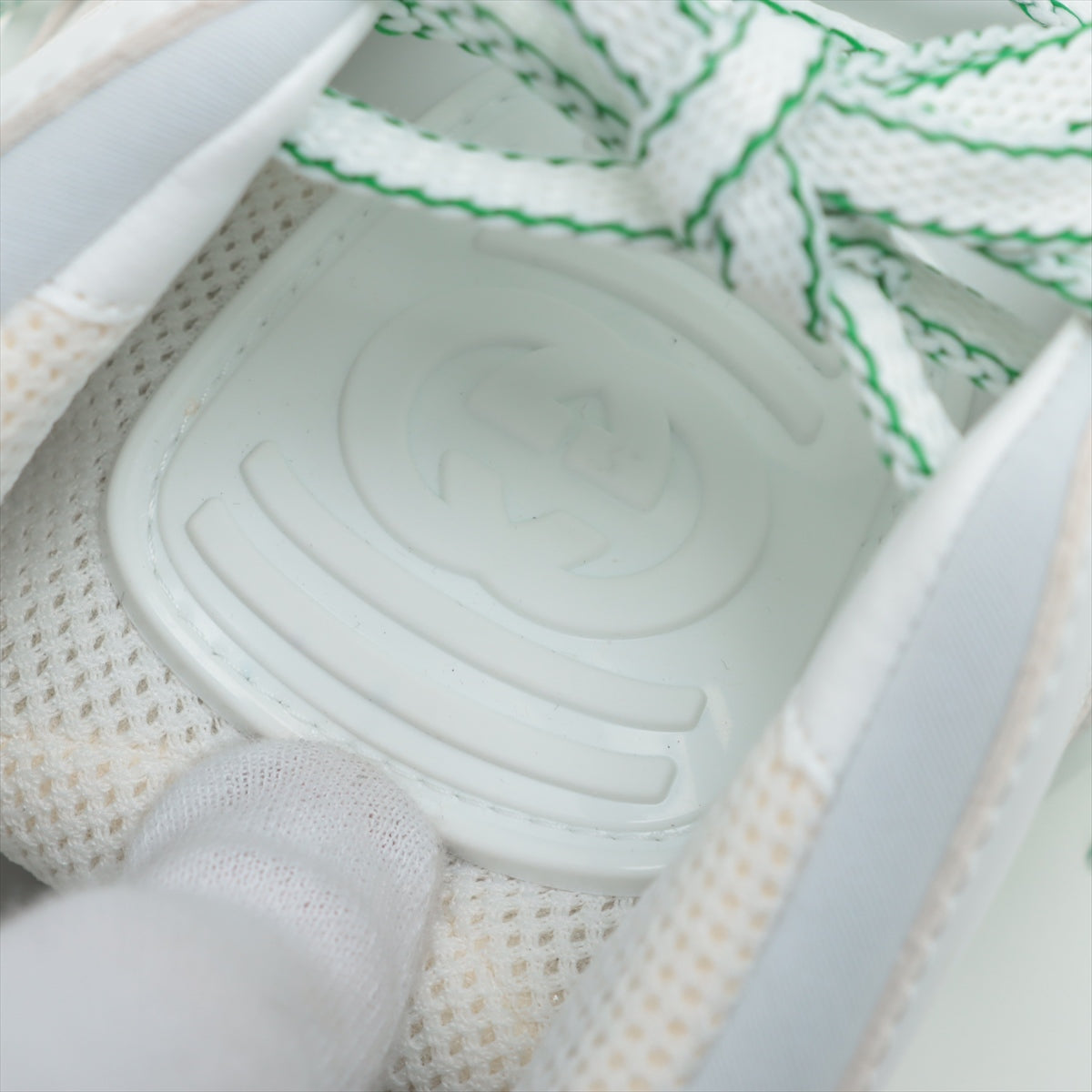 Gucci Basket PVC Leather Trainers 7.5 Men White× Green GG Supreme Rement Rope Box  Bag