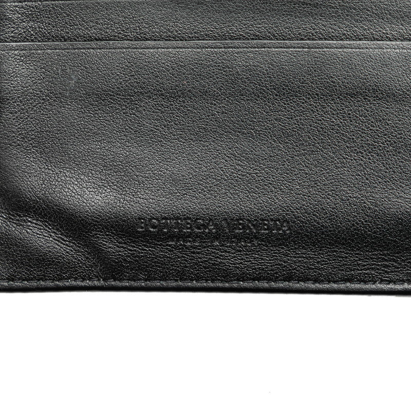 BOTTEGAVENETA Double Fold Wallet Black Blue Leather  BOTTEGAVENETA