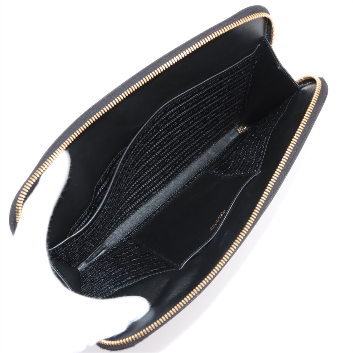 Prada Sapphire Nonelax Leather 2WAY Clutch Bag Black 1BH162
