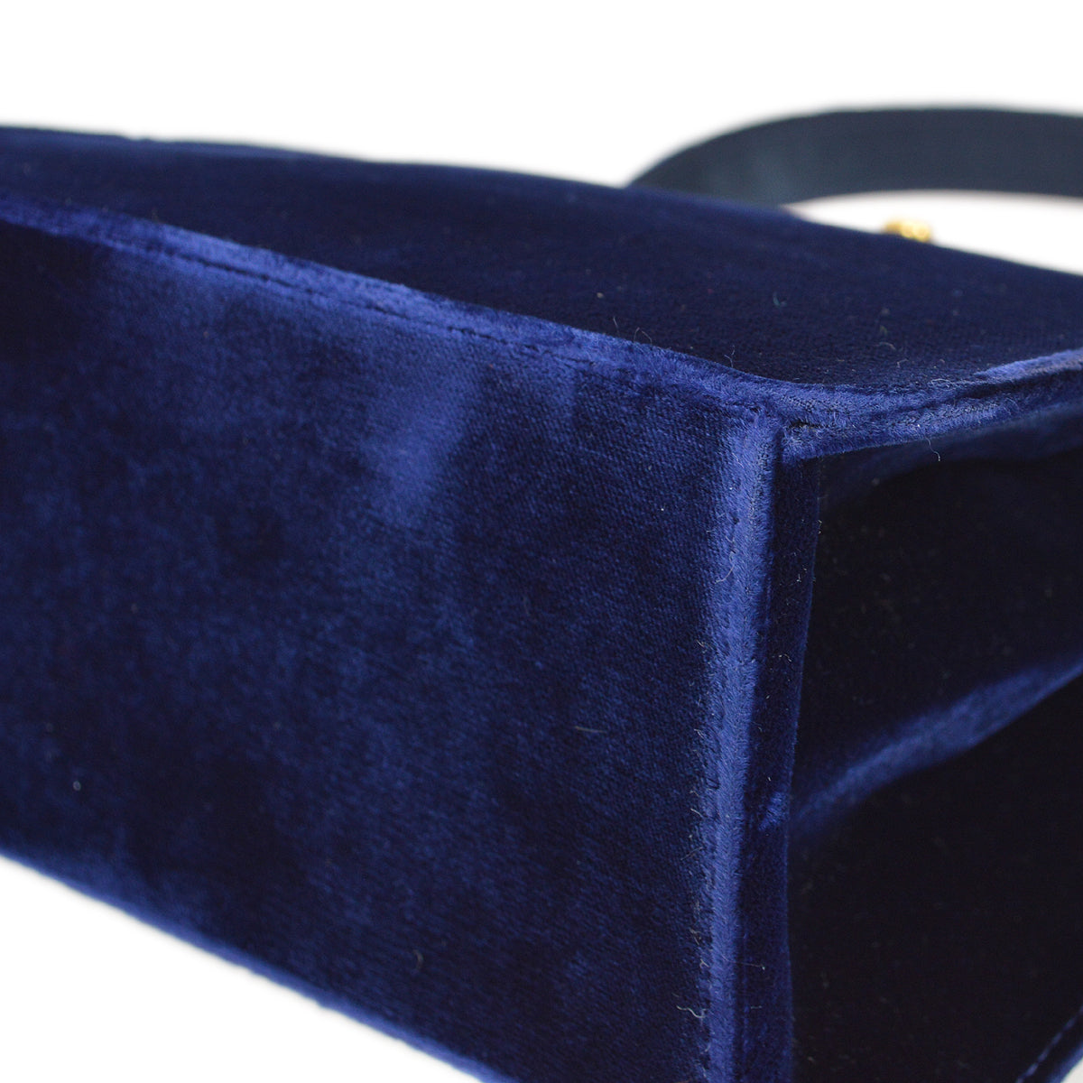 香奈兒* 1997-1999 藍色天鵝絨雙面旋鎖手提包