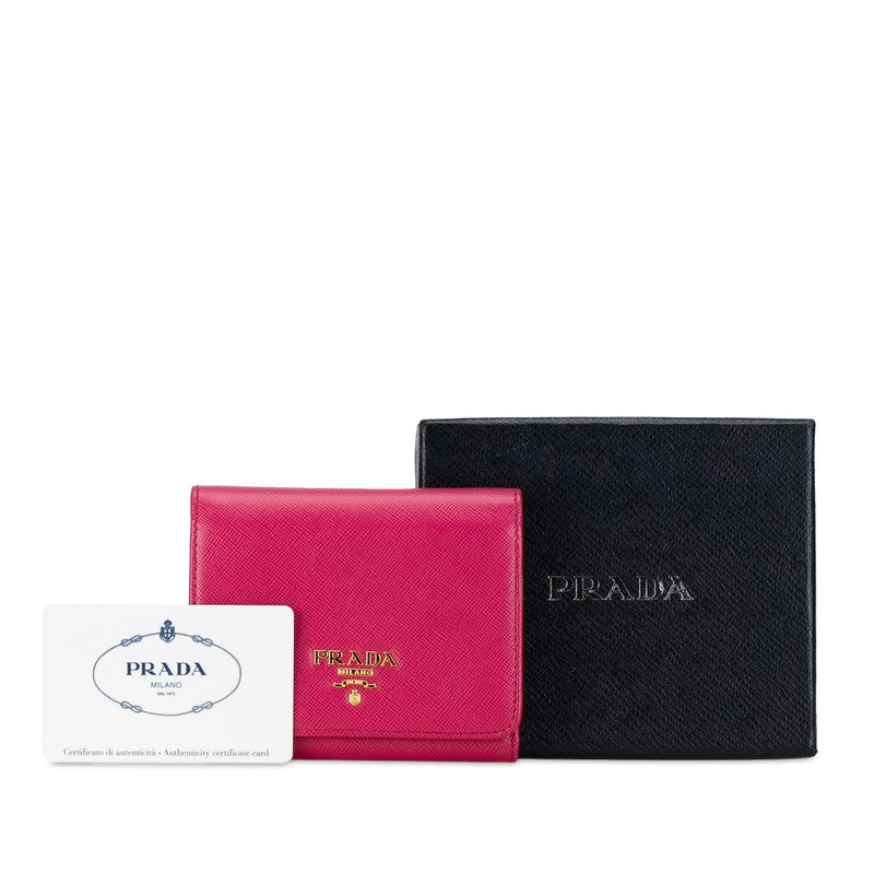 Prada logo two fed wallets pink leather ladies Prada