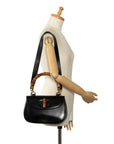 Gucci Bamboo Handbag Shoulder Bag 2WAY 000-1364 Black Leather  Gucci